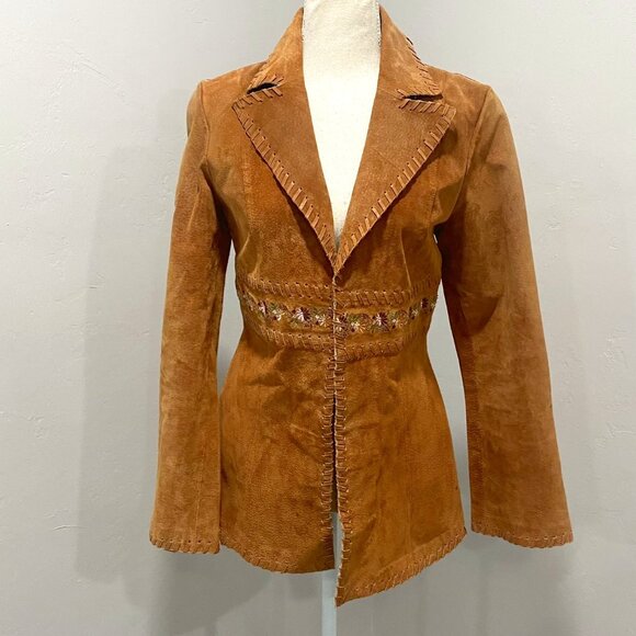 Boho Suede Floral Embroidery Jacket XS/S - Picture 1 of 15